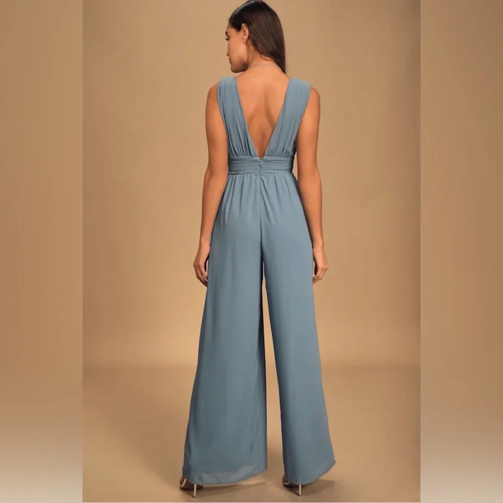 Lulu's Deep Blue Sleeveless Jumpsuit - Picture 2 of 8